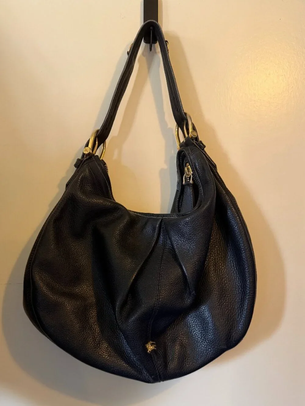 Burberry Black Leather Hobo Bag